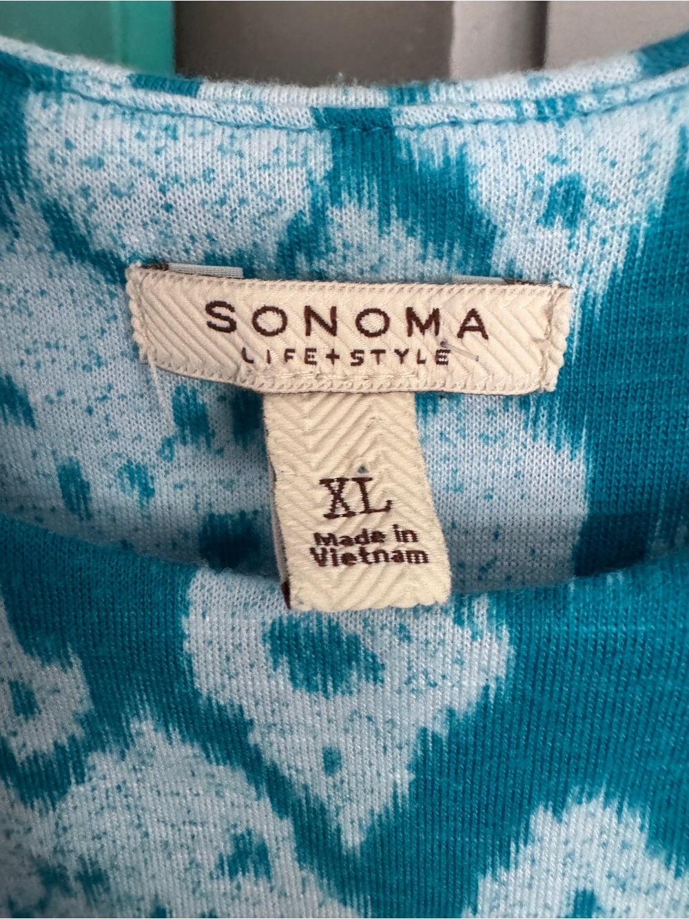 Sonoma Life Style Turquoise Ikat Geometric Tank Dress Pockets XL - Picture 5 of 7